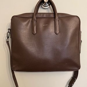 Matt & Nat Vegan Leather Briefcase Crossbody Bag Large Chocolate Brown